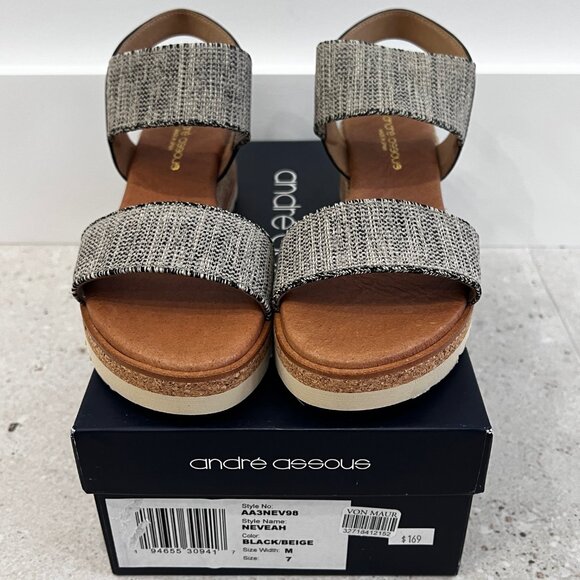 NIB Andre Assous Neveah Linen Wedge - Picture 1 of 7